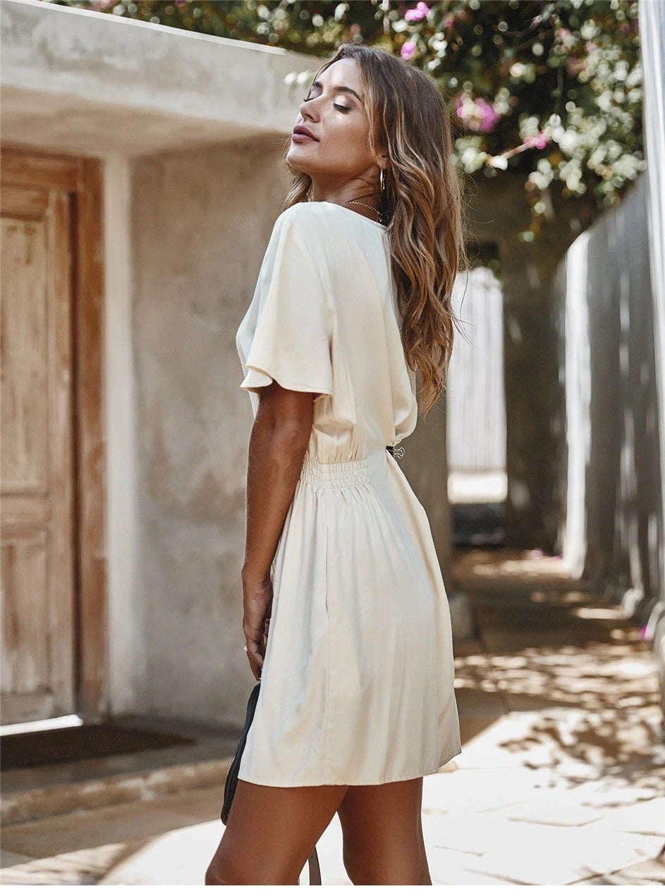White Bohemian Style Mini Dress | Boho ...